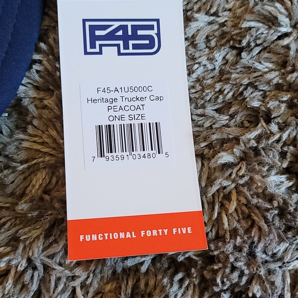 NWT! F45 White Blue Hertiage Trucker Peacoat Snap Back Hat OS - Picture 3 of 10